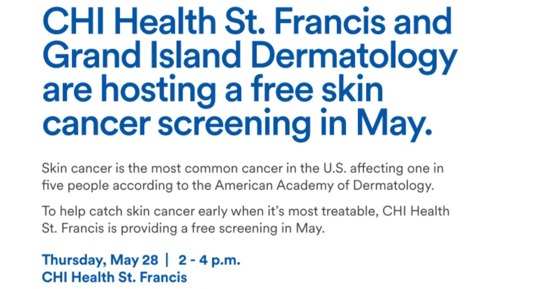 Free Skin Cancer Screening at St. Francis-May 28