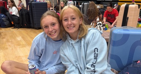 Alexis Galusha and Delaney Jennings at a meet from earlier this season. Photo Courtesy: St. Paul Girls Wrestling FB Page