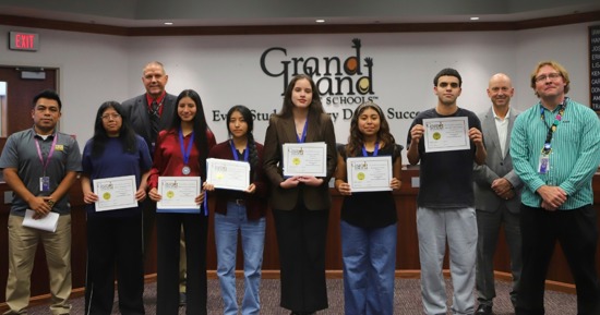 L to R Oscar Fuentes, Mayra Velasquez Nas, Matt Fisher, Melina Perez Gonzales, Yoselin Lindo-Morente, Natalia Iglesias Alarcon, Zurisadai Gomez Cotom, Jose Del Valle Nazco, Hank McFarland, & Matthew Kosch